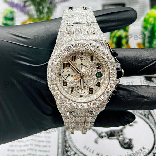 VVS Moissanite Stainless Steel Wrist Watch Iced Out HipHop For Unisex