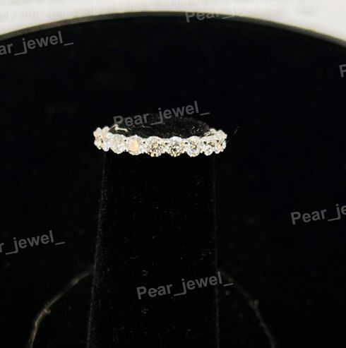 925 sterling Silver Iced Out Moissanite Diamond Eternity Band