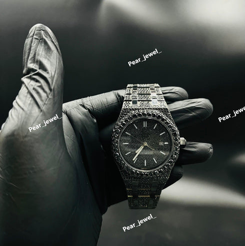 Iced Out VVS Moissanite Diamond Stainless Steel Watch Unisex Wrist Wear