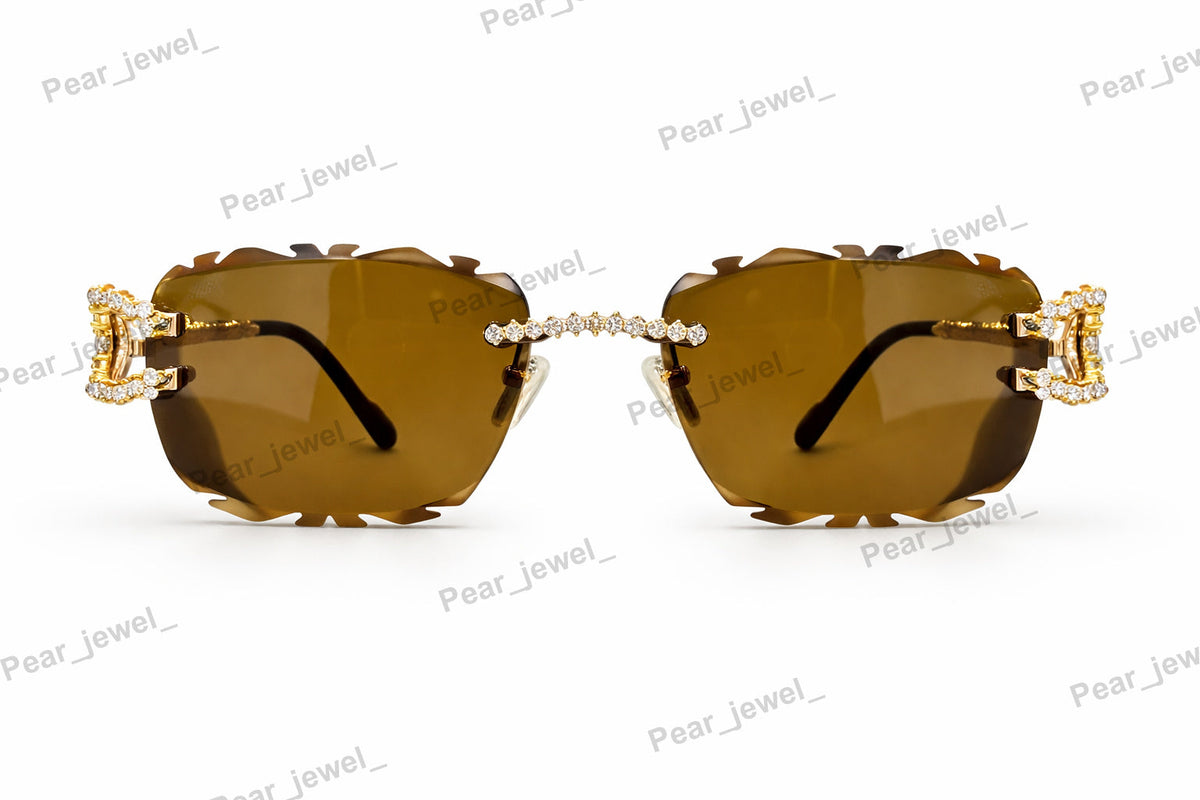 Iced Out VVS Moissanite Diamond Rimless Sunglasses 925 Silver HipHop Shades