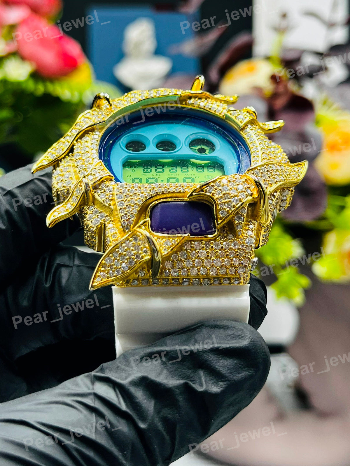 Iced Out Digital Moissanite Diamond Hip Hop Bling Wrist Watch For Unisex Wear