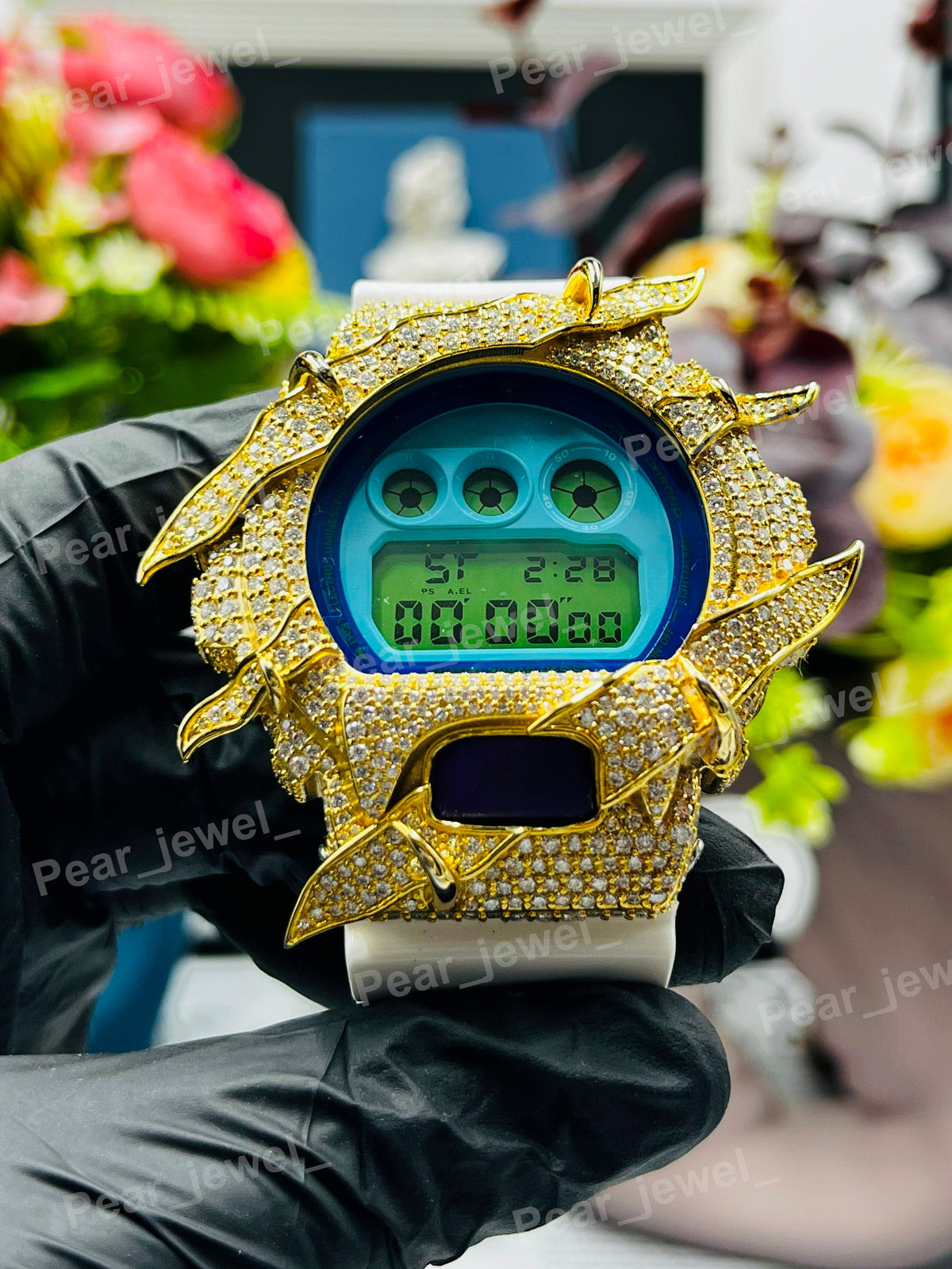 Iced Out Digital Moissanite Diamond Hip Hop Bling Wrist Watch For Unisex Wear