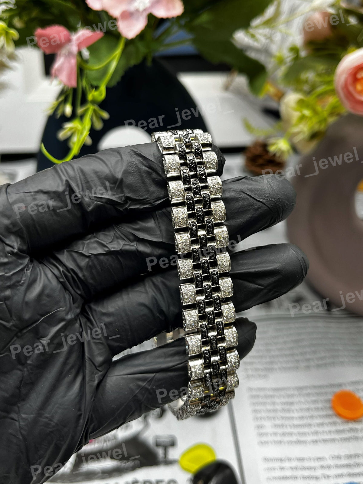 Iced Out Moissanite Diamond Bracelet Silver Hip Hop Bling Bracelet