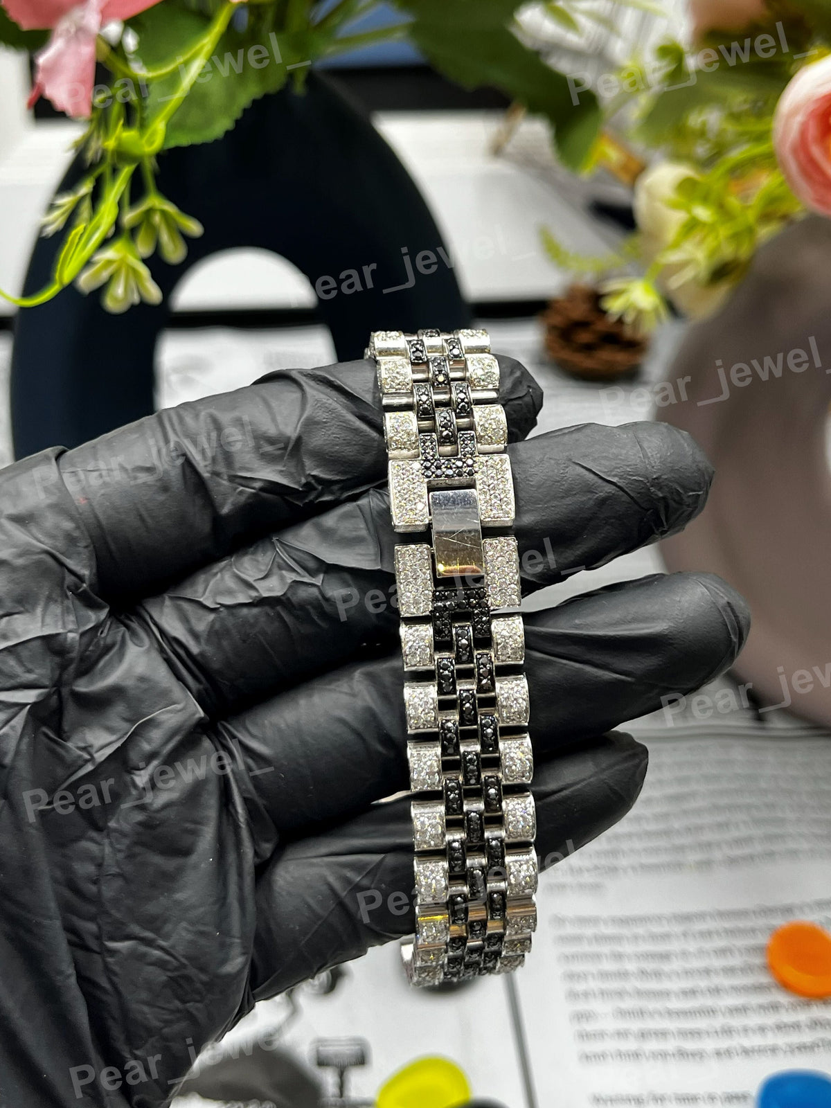Iced Out Moissanite Diamond Bracelet Silver Hip Hop Bling Bracelet