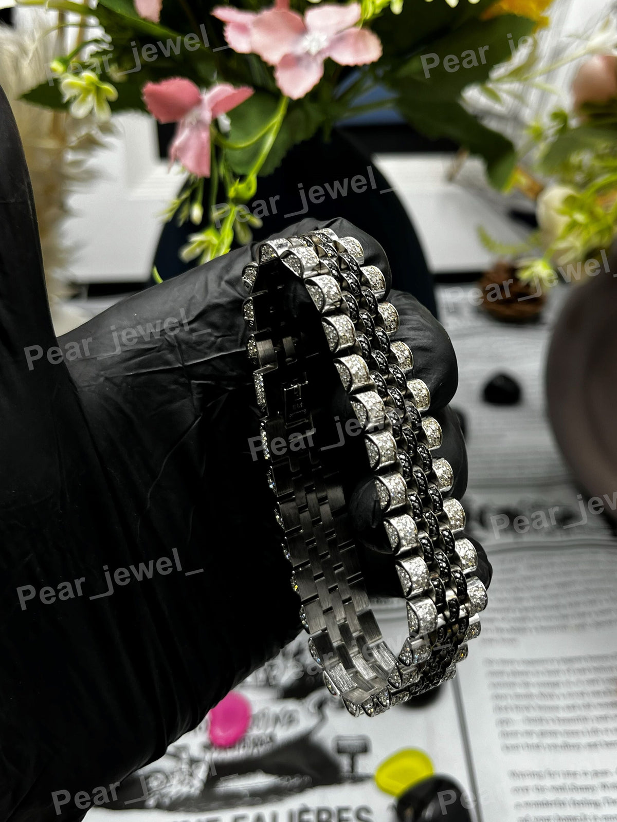 Iced Out Moissanite Diamond Bracelet Silver Hip Hop Bling Bracelet