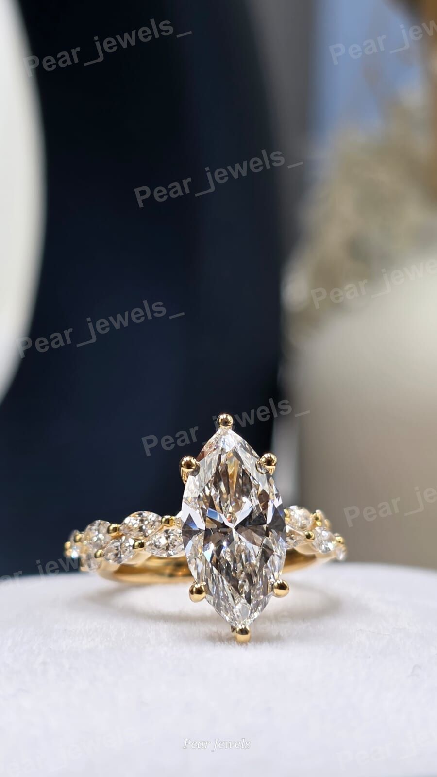 Iced Out 2.15 ct Marquise Moissanite Diamond Luxury Statement Wedding Silver Ring
