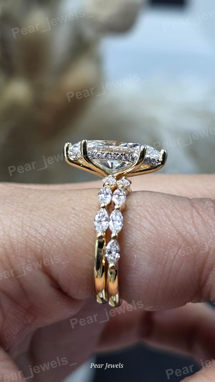 Iced Out 2.15 ct Marquise Moissanite Diamond Luxury Statement Wedding Silver Ring