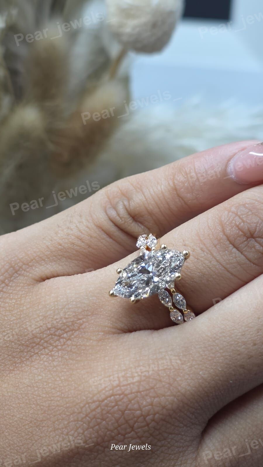 Iced Out 2.15 ct Marquise Moissanite Diamond Luxury Statement Wedding Silver Ring