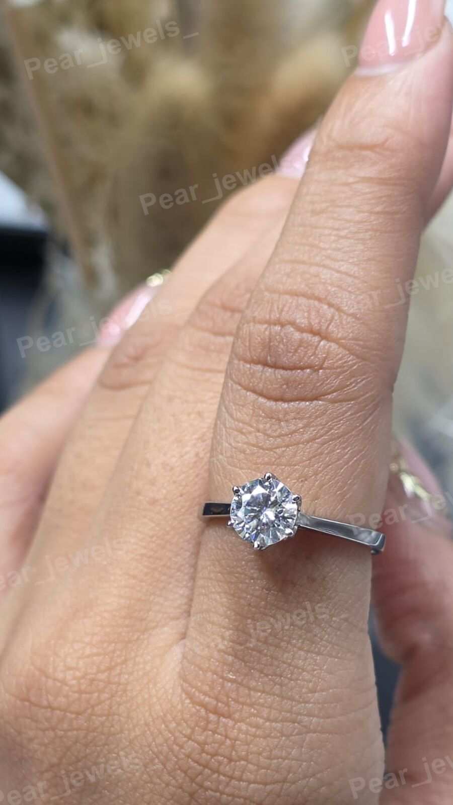 Round Cut Moissanite Diamond Solitaire Ring Iced Out 925 Sterling Silver Luxury Ring