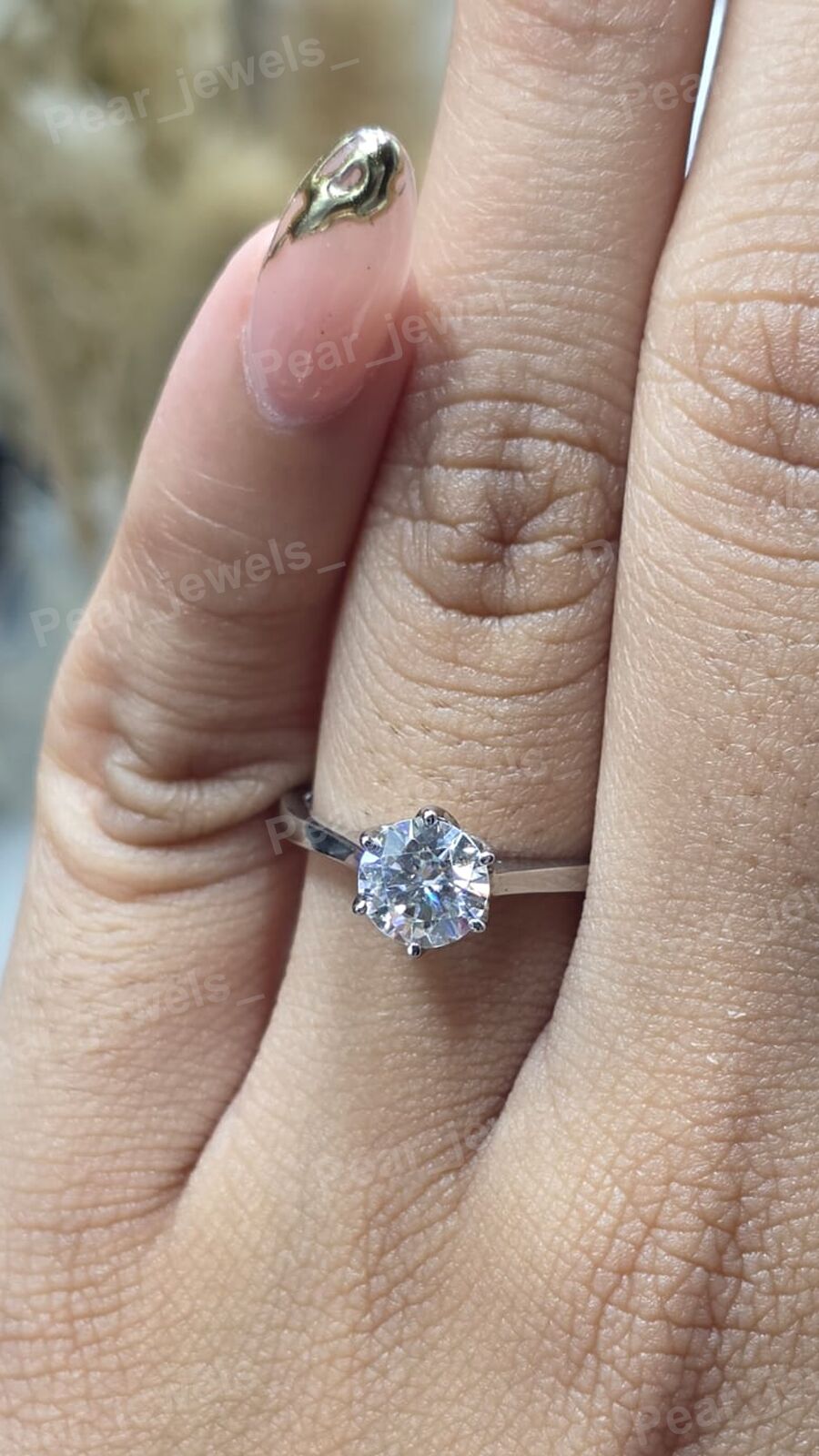 Round Cut Moissanite Diamond Solitaire Ring Iced Out 925 Sterling Silver Luxury Ring