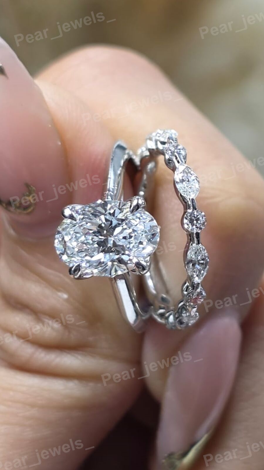 Oval Cut Moissanite Diamond Ring Iced Out 925 Sterling Silver Promise Ring