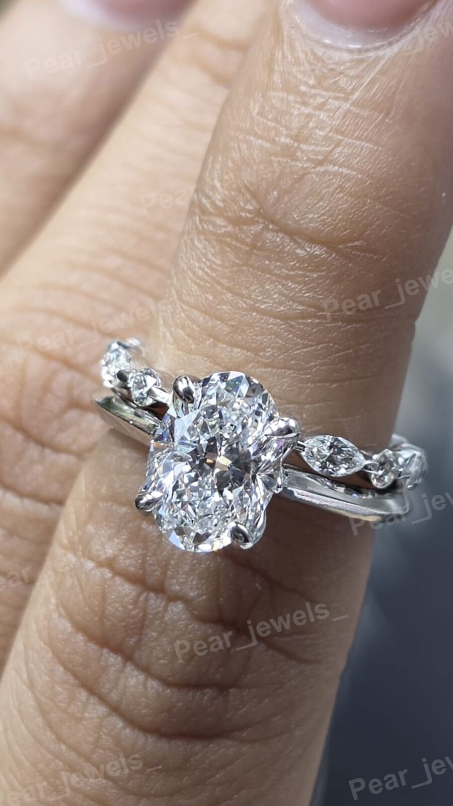 Oval Cut Moissanite Diamond Ring Iced Out 925 Sterling Silver Promise Ring