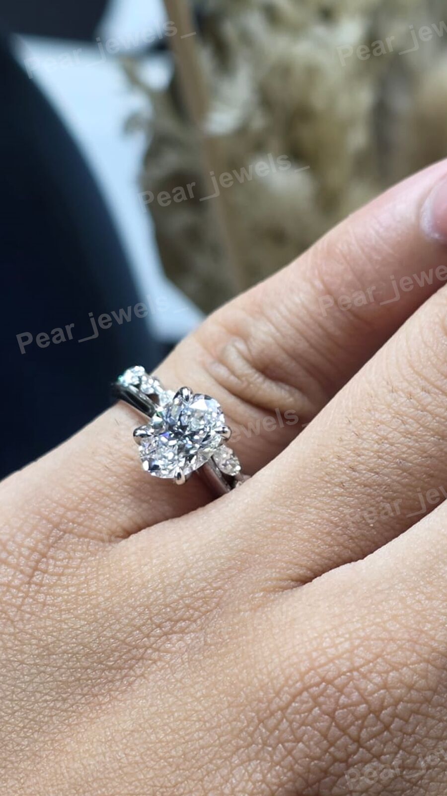 Oval Cut Moissanite Diamond Ring Iced Out 925 Sterling Silver Promise Ring