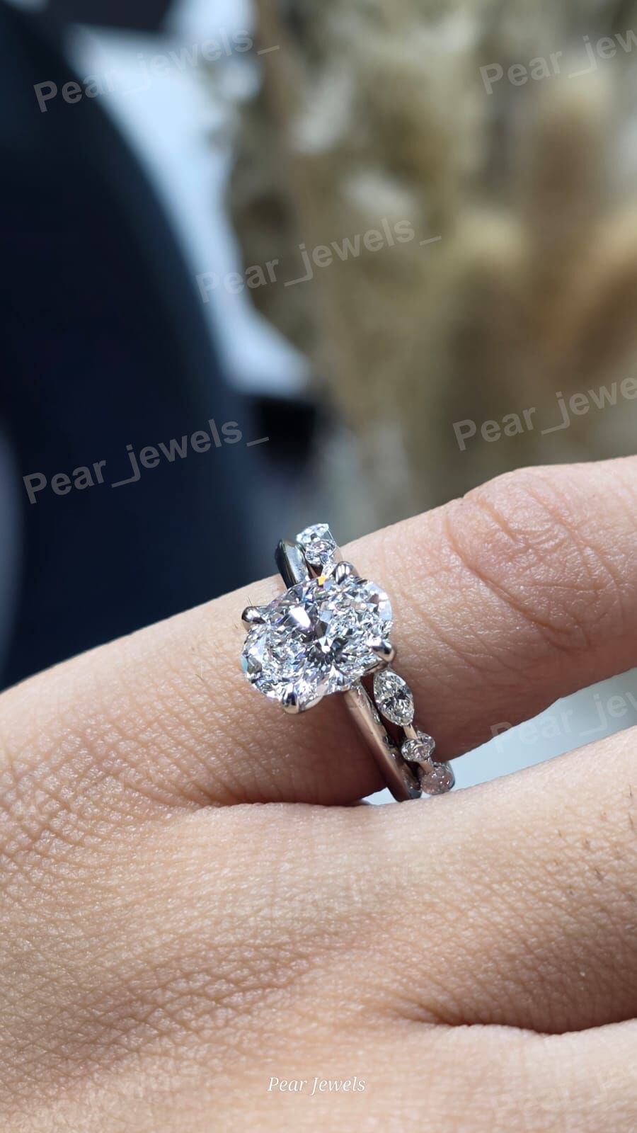 Oval Cut Moissanite Diamond Ring Iced Out 925 Sterling Silver Promise Ring
