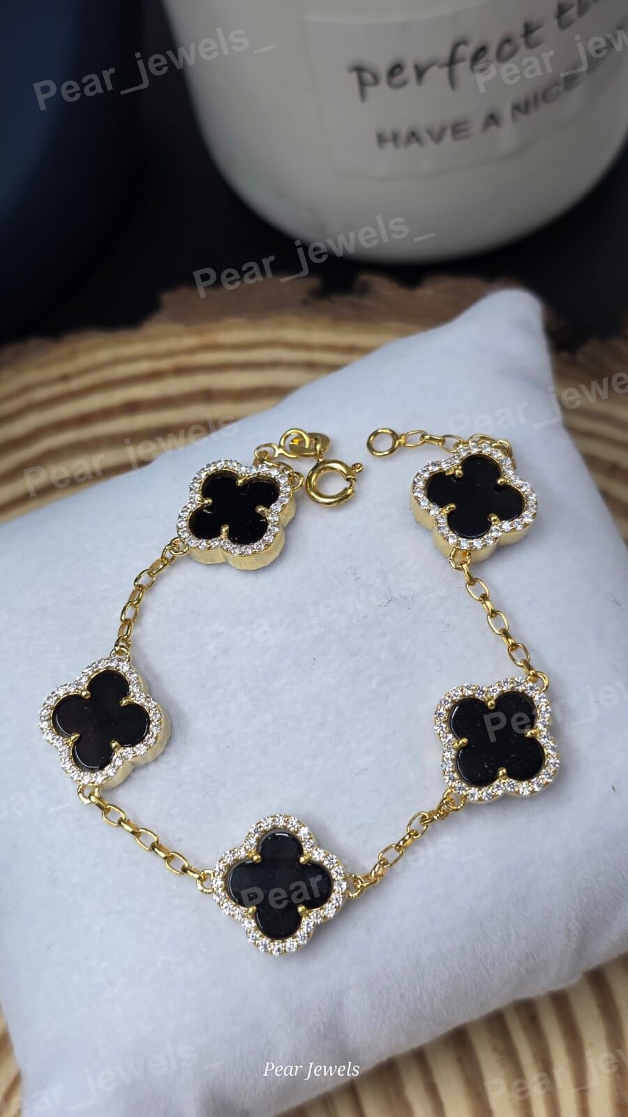 Black Clover Moissanite Diamodn Bracelet Iced Out 925 Sterling Silver Luxury Statement Braclelet