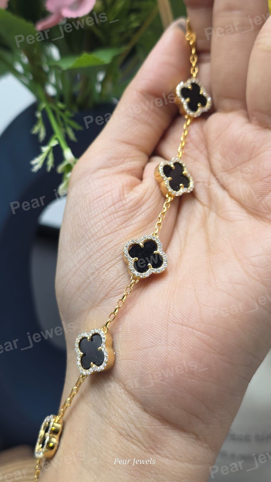 Black Clover Moissanite Diamodn Bracelet Iced Out 925 Sterling Silver Luxury Statement Braclelet