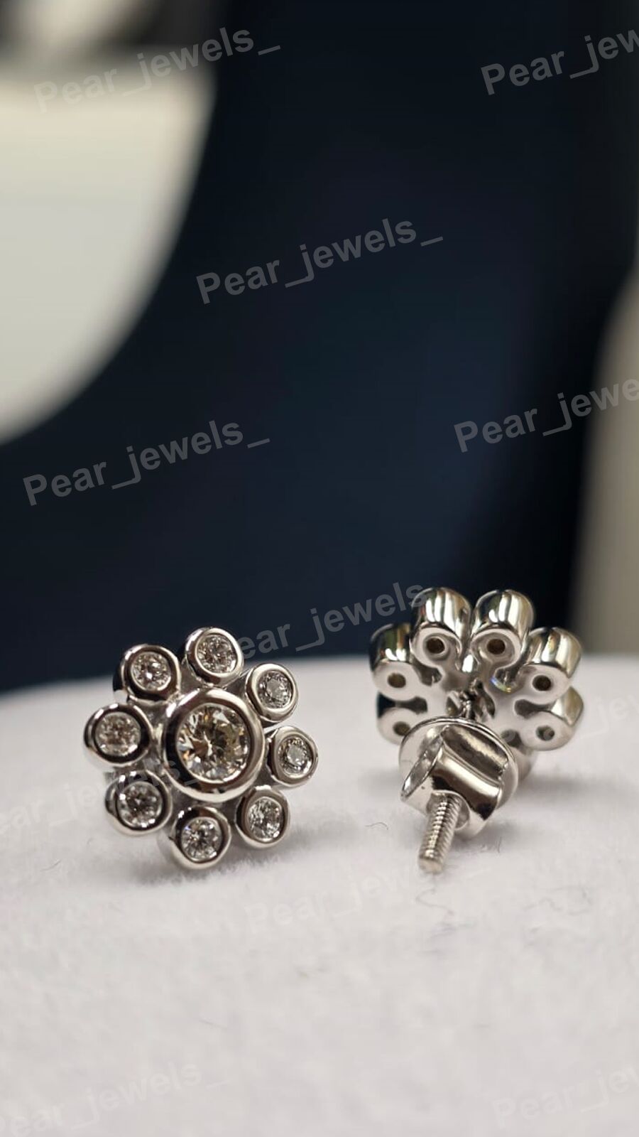 Round Moissanite Diamond Cluster 925 Silver Stud Flowera Stud Earring