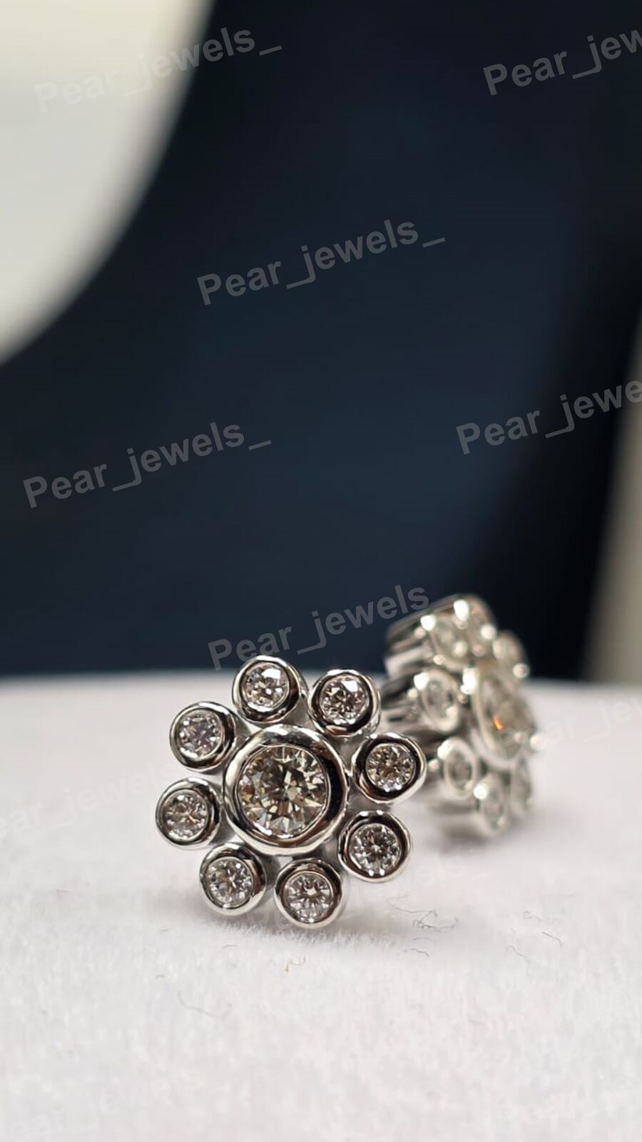 Round Moissanite Diamond Cluster 925 Silver Stud Flowera Stud Earring