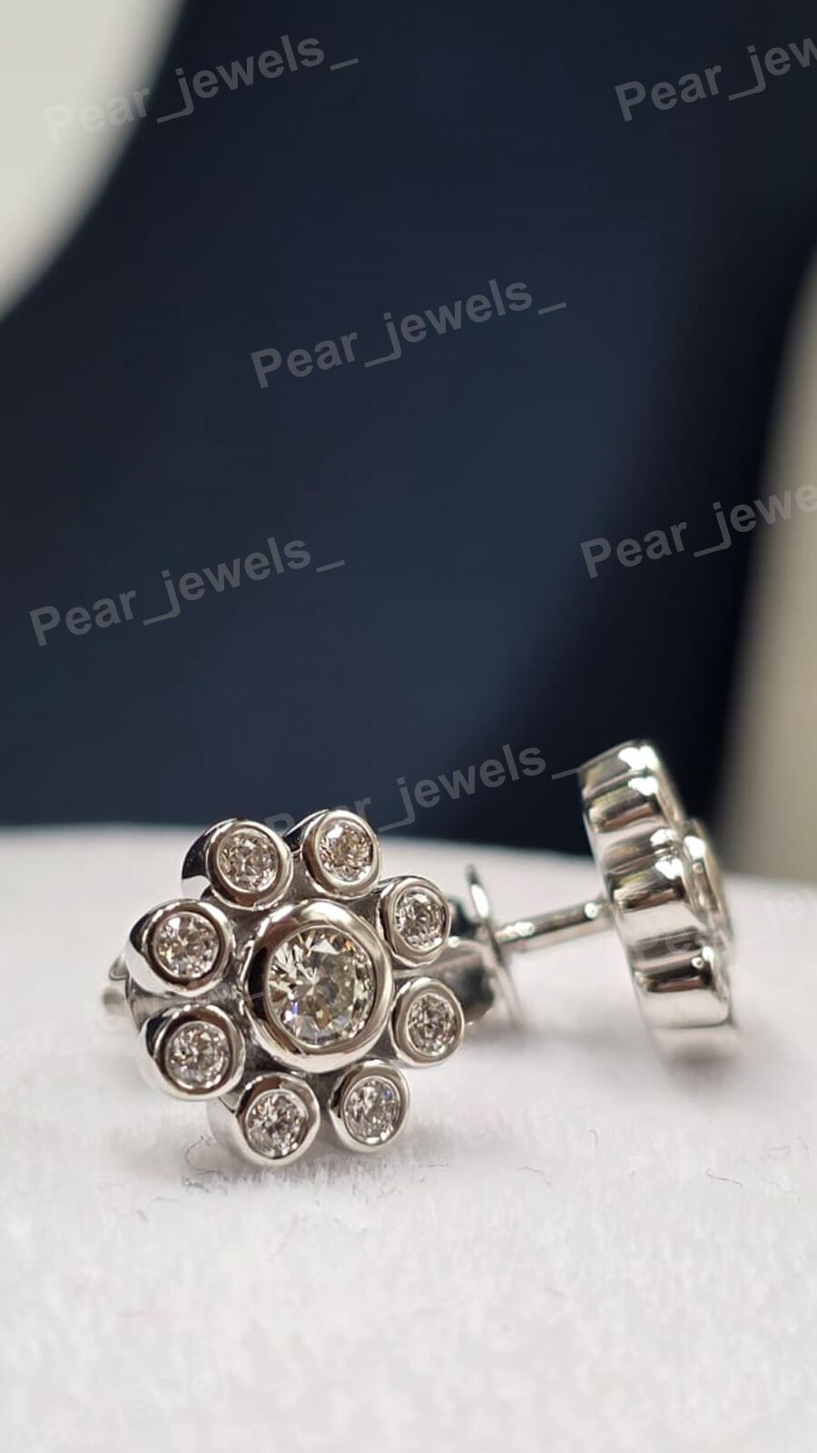 Round Moissanite Diamond Cluster 925 Silver Stud Flowera Stud Earring