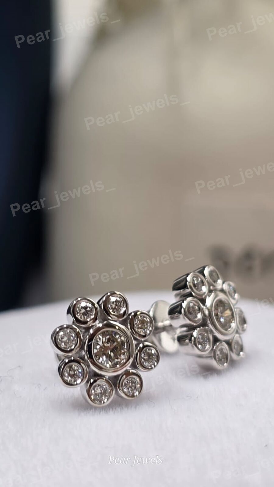 Round Moissanite Diamond Cluster 925 Silver Stud Flowera Stud Earring