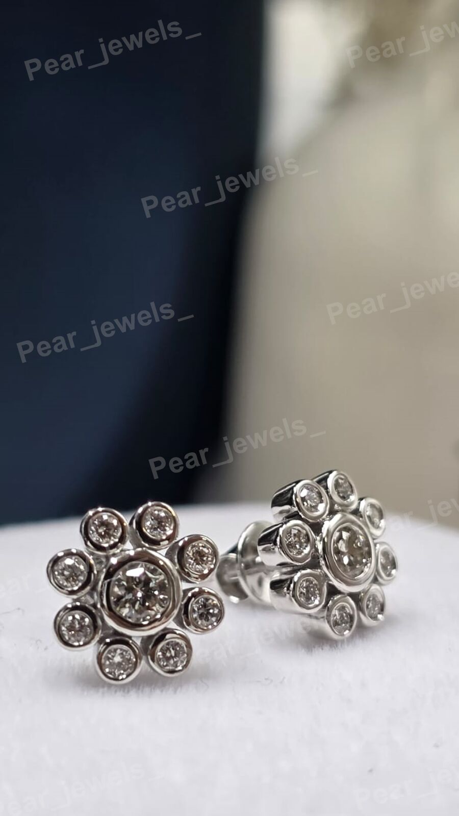 Round Moissanite Diamond Cluster 925 Silver Stud Flowera Stud Earring