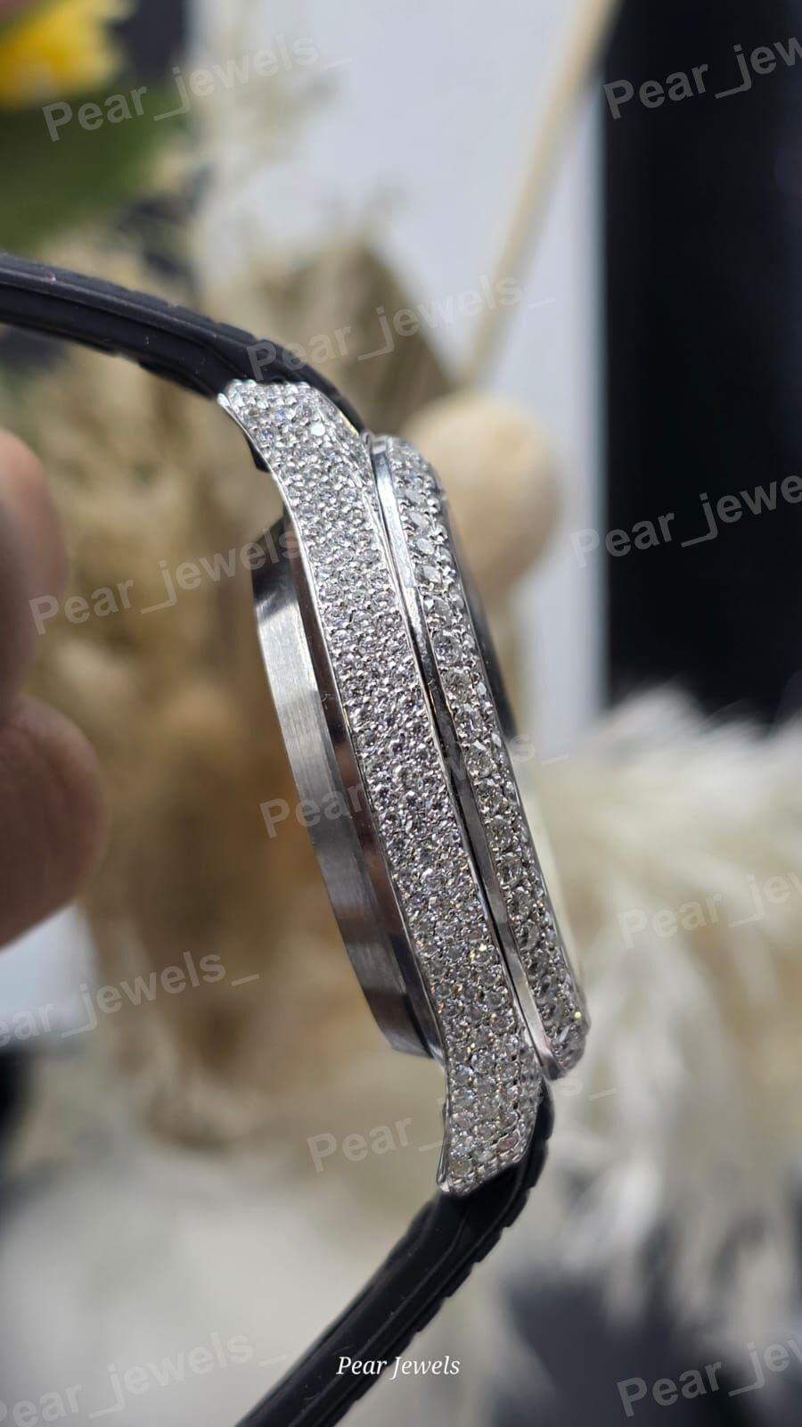 Iced Out Dial Case Moissanite Diamond Stainless Steel Wrist Watch For Unisex Wear
