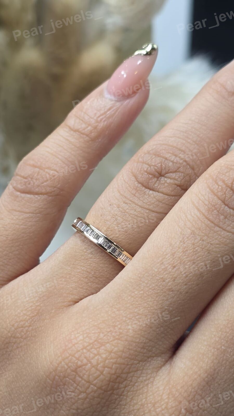 Baguette Moissanite Diamond Ring Iced Out 925 Sterling Silver Wedding Anniversary Gift Ring