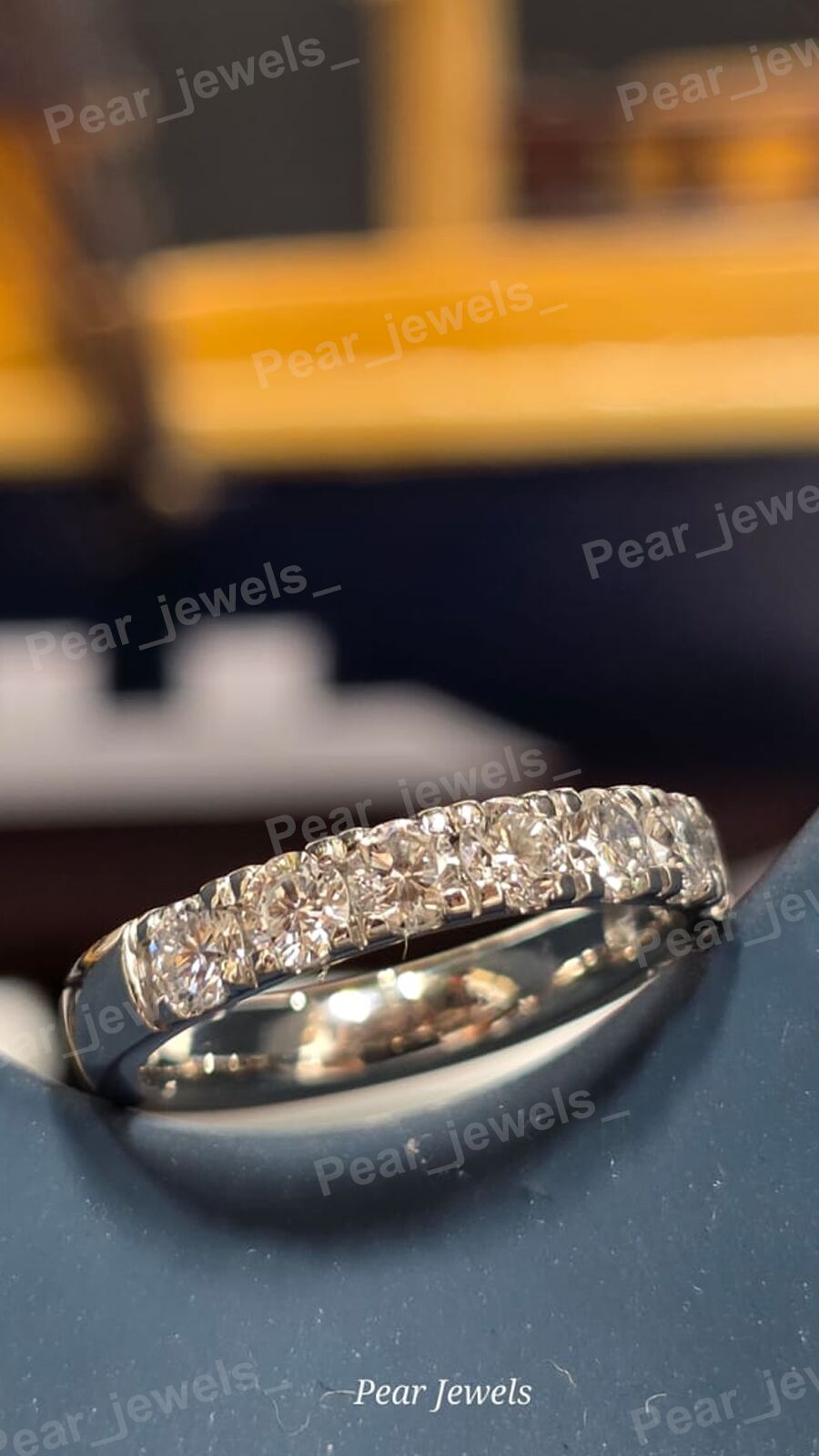 Moissanite Eternity Band 925 Silver Round Cut Wedding Stackable Ring Gift
