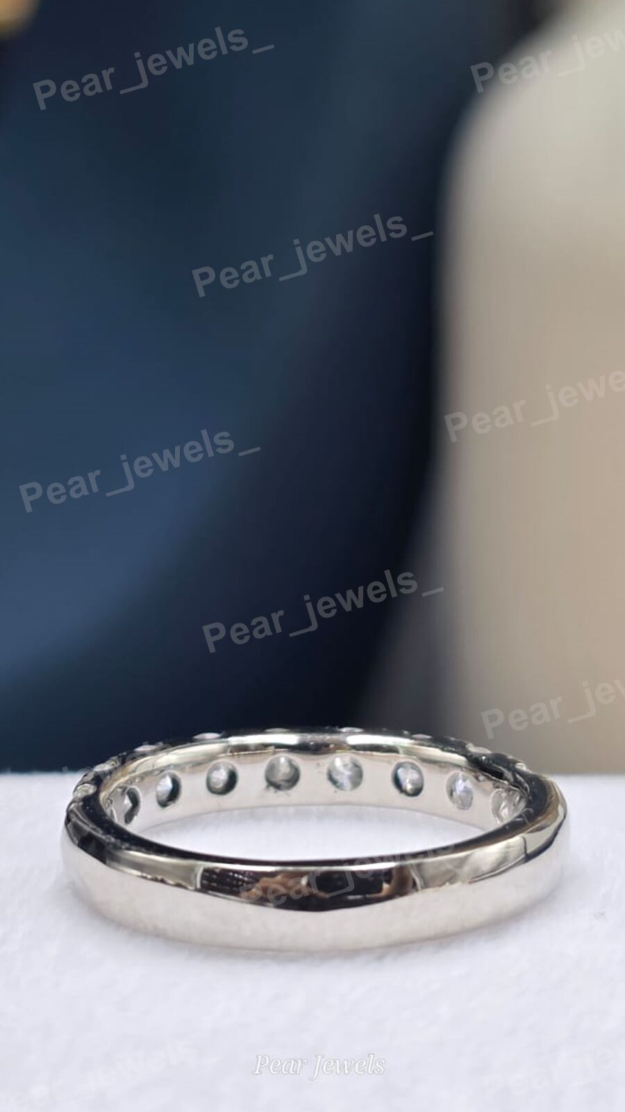 Moissanite Eternity Band 925 Silver Round Cut Wedding Stackable Ring Gift