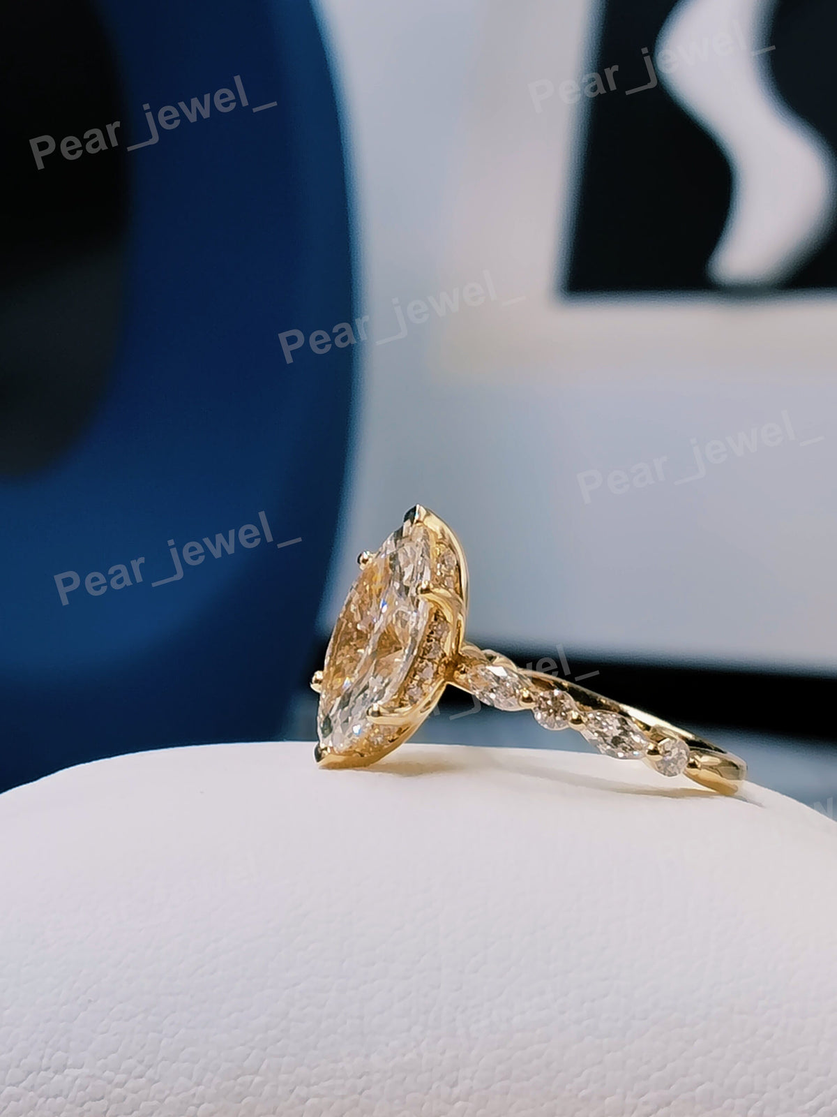 2.15Ct Marquise Moissanite Diamond Iced Out 925 Silver Elegant Prposal Ring Foe Women