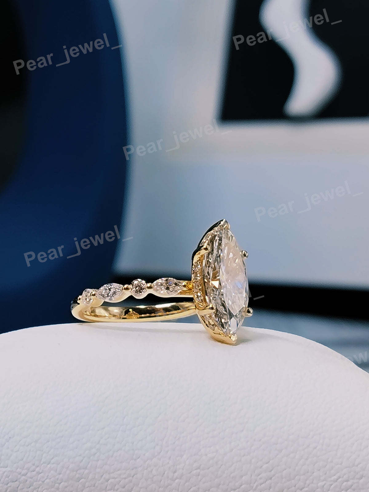 2.15Ct Marquise Moissanite Diamond Iced Out 925 Silver Elegant Prposal Ring Foe Women