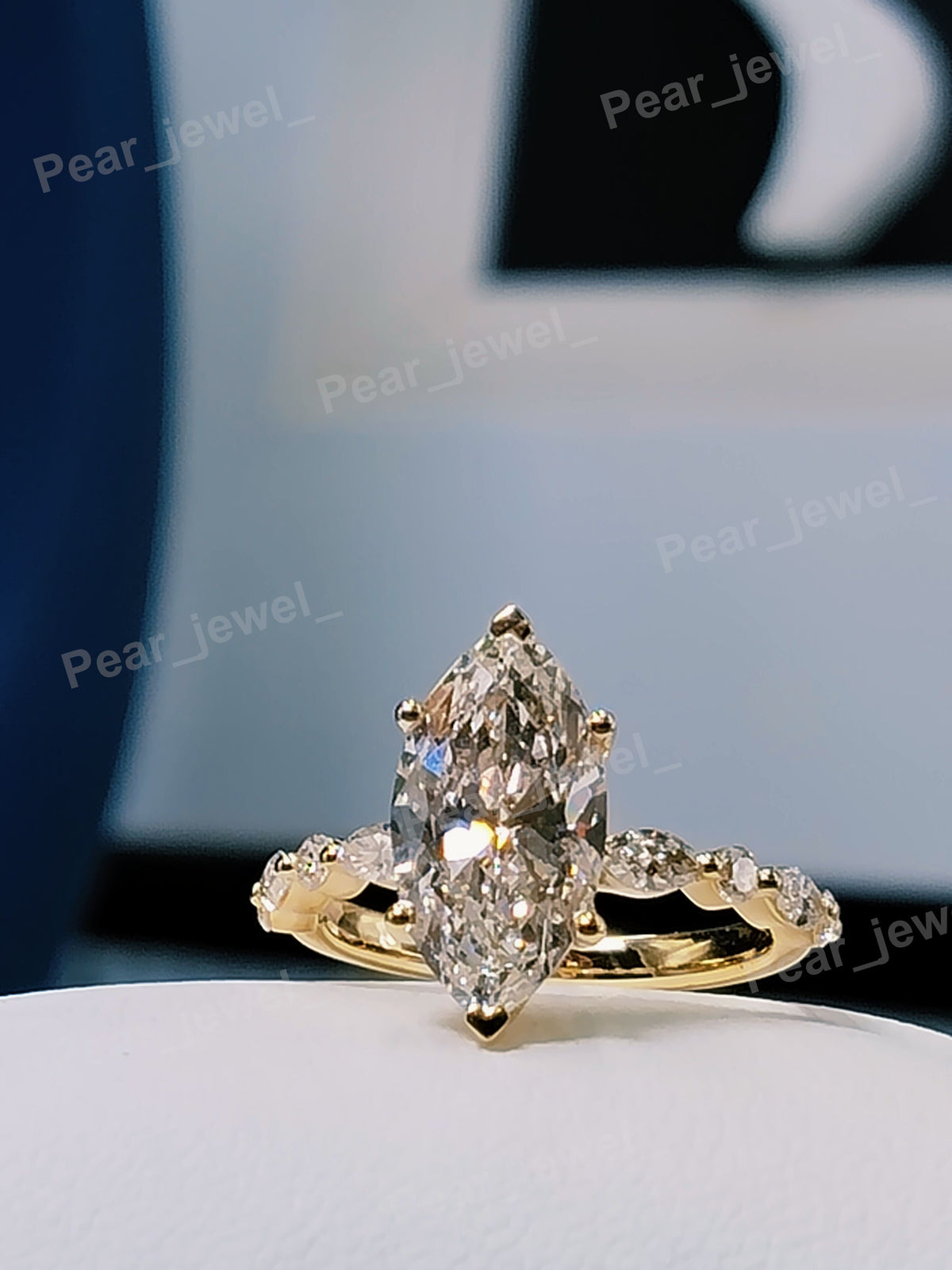 2.15Ct Marquise Moissanite Diamond Iced Out 925 Silver Elegant Prposal Ring Foe Women