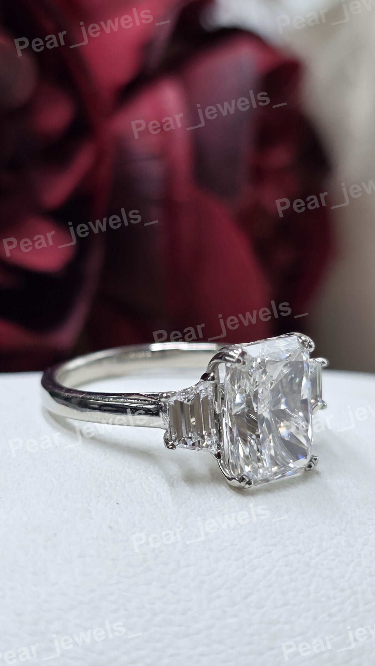 Radiant Cut VVS Moissanite Diamond Iced Out 925 Silver Ring For Women Wear