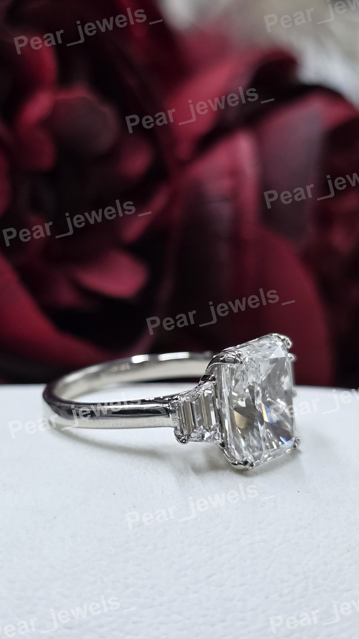 Radiant Cut VVS Moissanite Diamond Iced Out 925 Silver Ring For Women Wear
