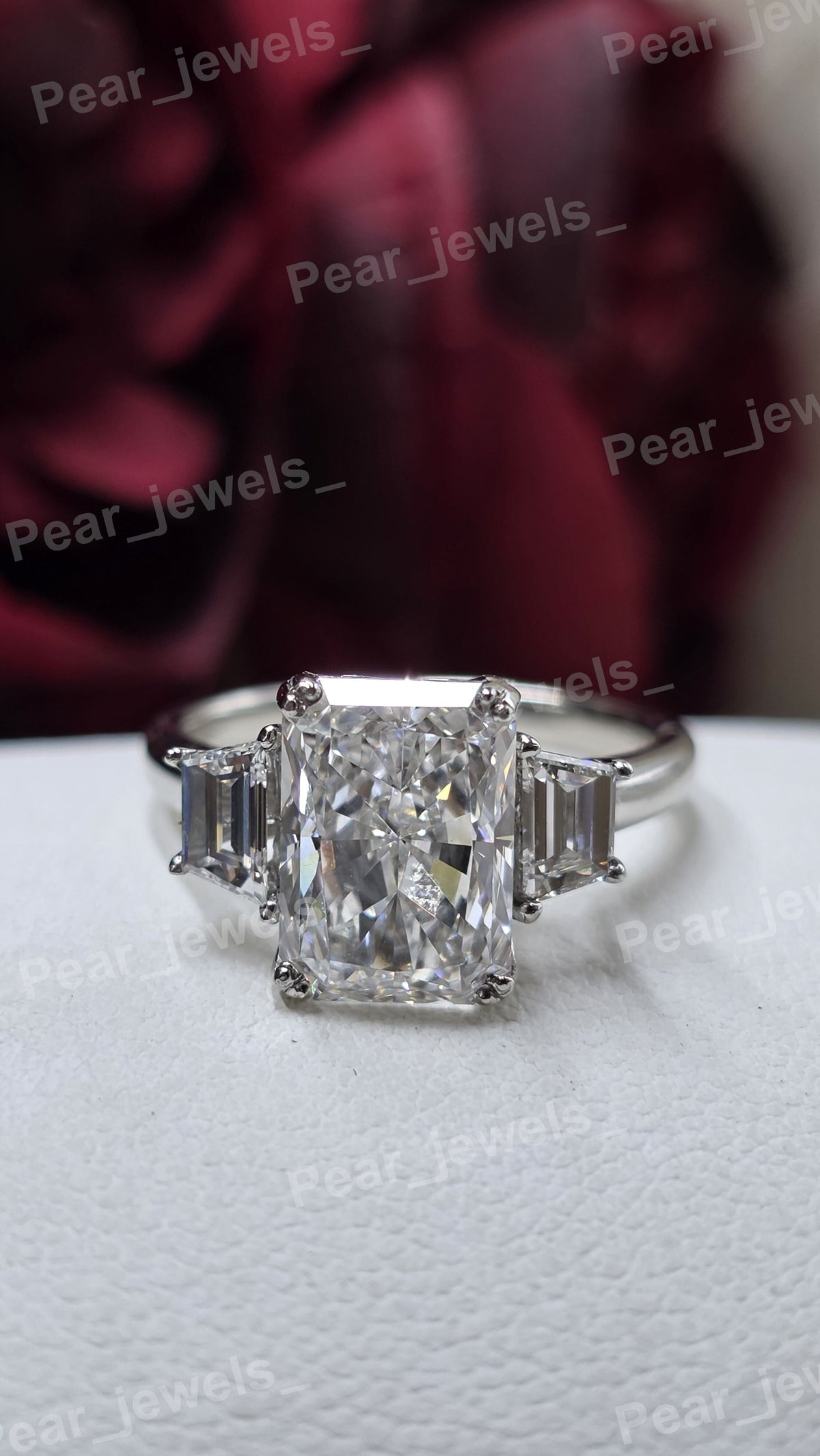 Radiant Cut VVS Moissanite Diamond Iced Out 925 Silver Ring For Women Wear