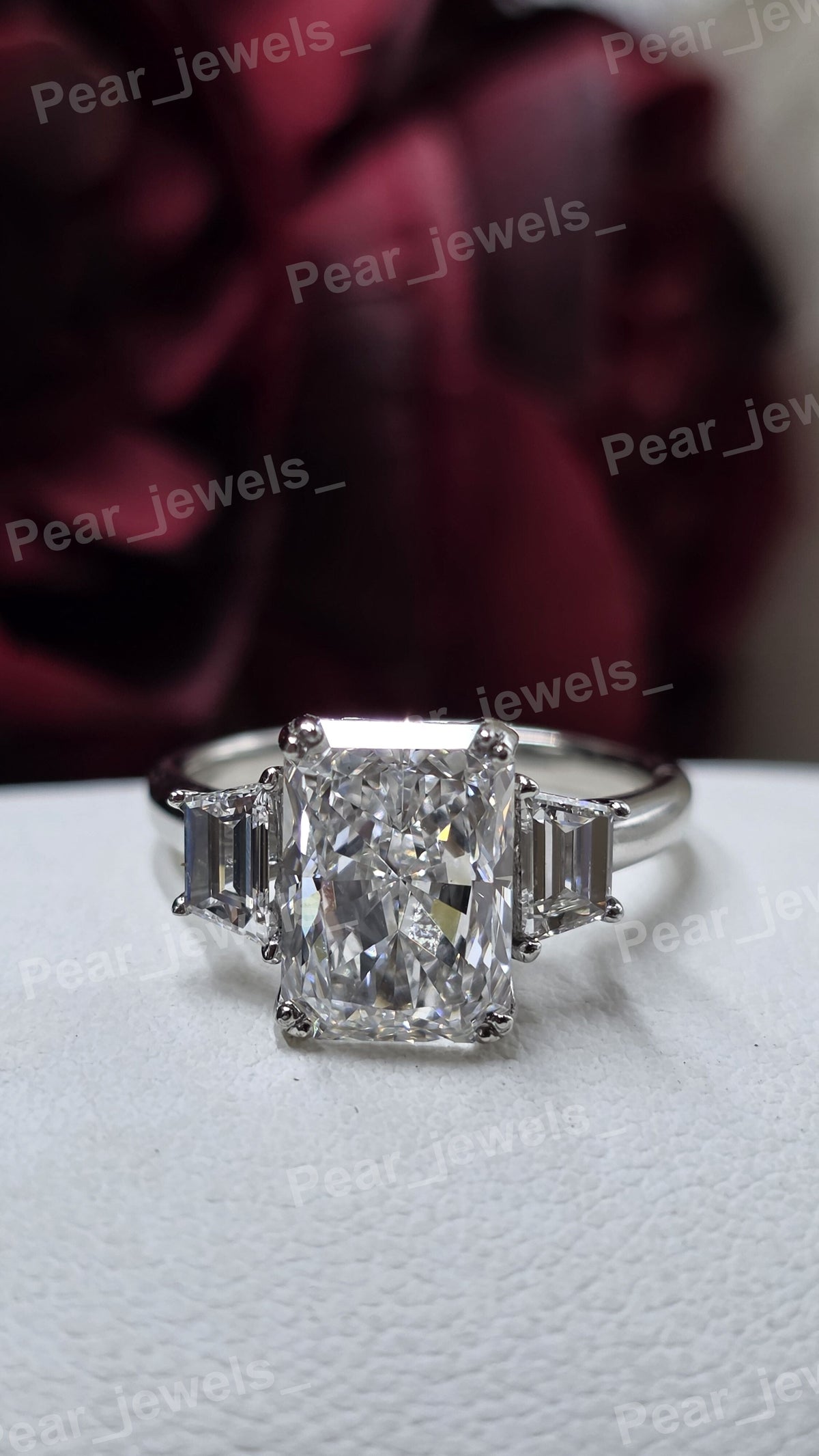 Radiant Cut VVS Moissanite Diamond Iced Out 925 Silver Ring For Women Wear
