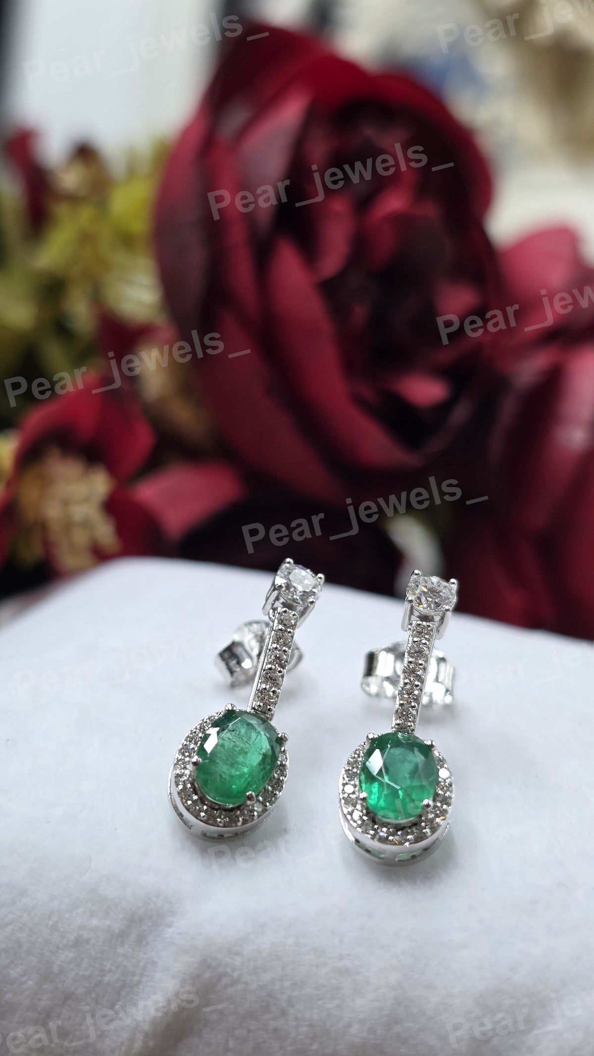 Green Colour Stone Moissanite Diamond 925 Sterling Silver Dangle Earring For Women Party Wear