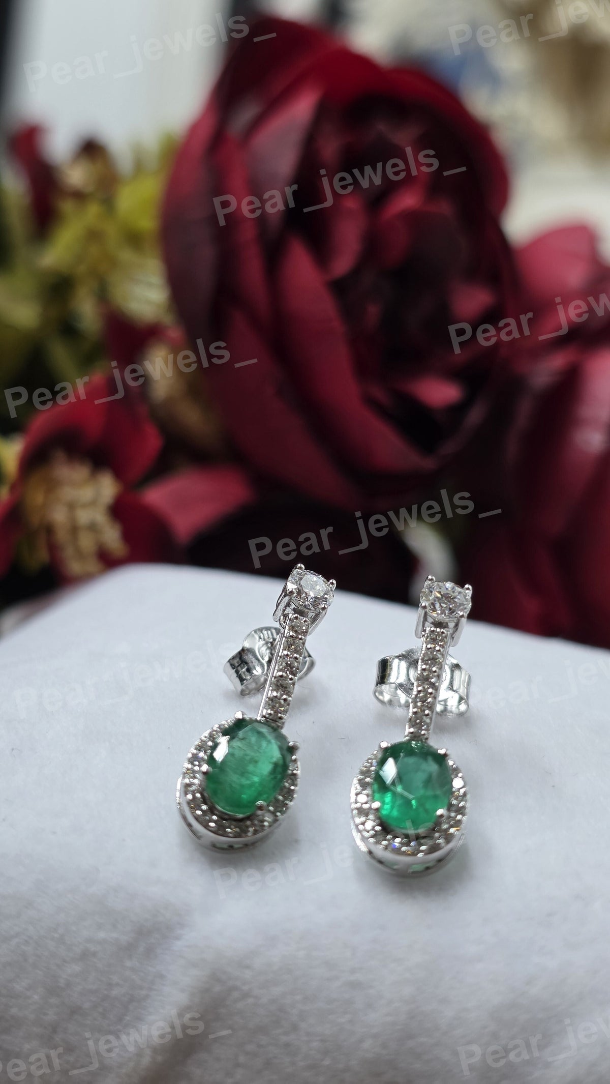Green Colour Stone Moissanite Diamond 925 Sterling Silver Dangle Earring For Women Party Wear
