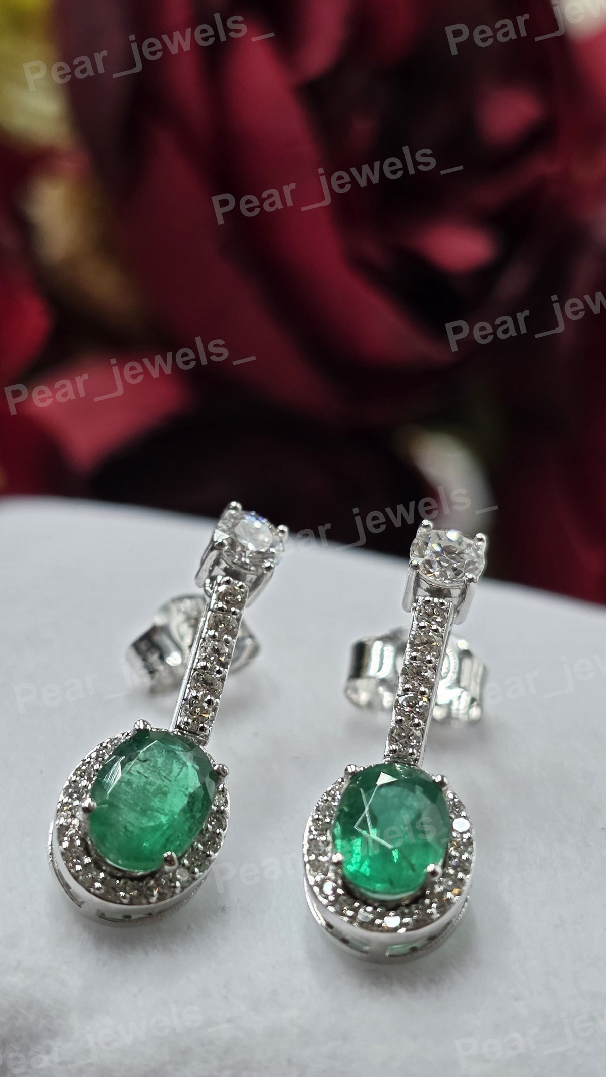 Green Colour Stone Moissanite Diamond 925 Sterling Silver Dangle Earring For Women Party Wear