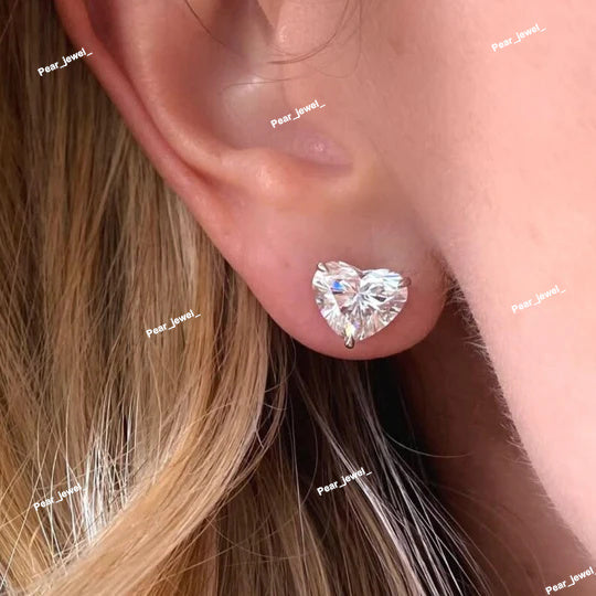 Heart Cut Solitaire Stud Earring Daimond look Elegant Sparkle Shine
