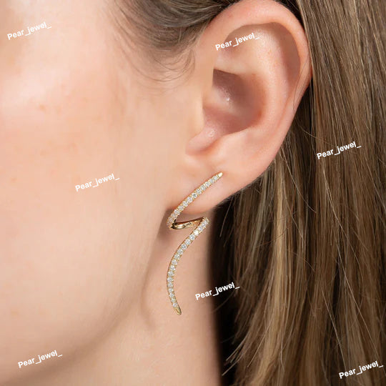 Iced Out 925 Silver Hoop Earring Moissanite Diamond Look Modern Shine For Women Jewellry