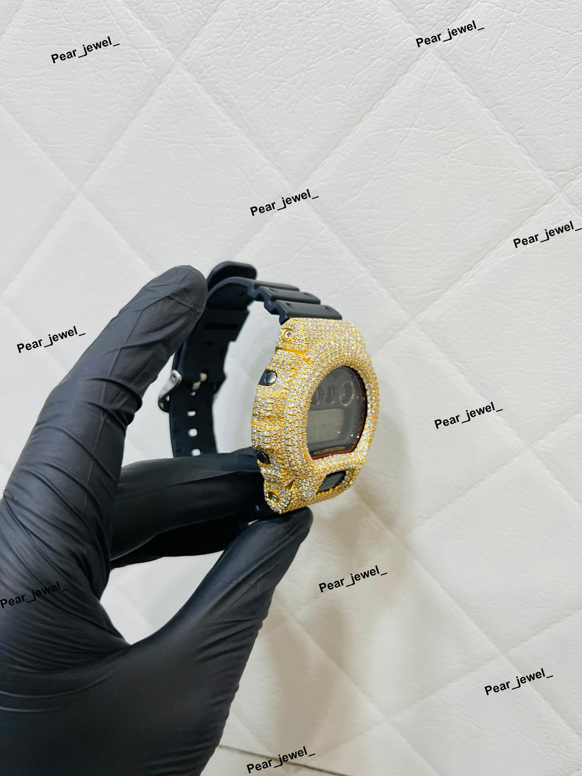Iced Out Digital Watch moissanite Diamond Bezel Street Style Wrist Watch
