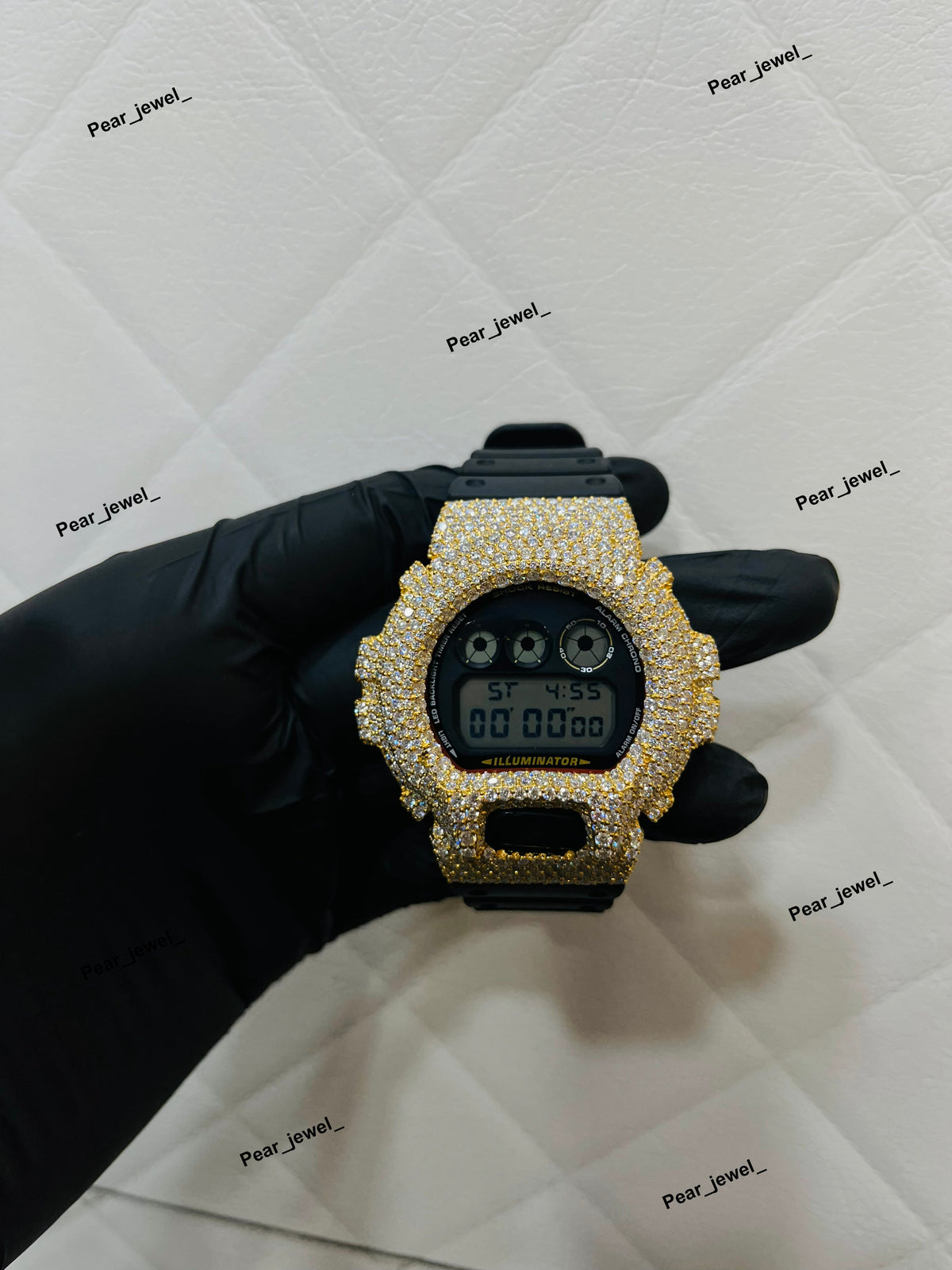 Iced Out Digital Watch moissanite Diamond Bezel Street Style Wrist Watch