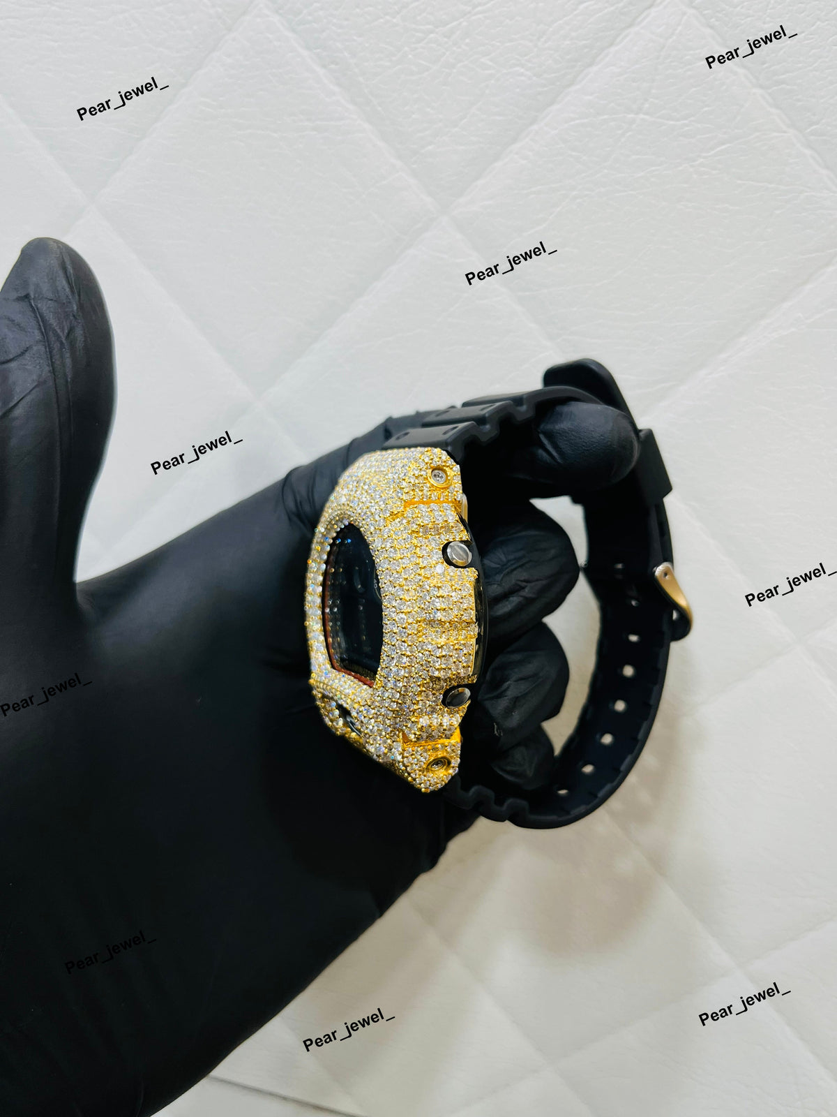 Iced Out Digital Watch moissanite Diamond Bezel Street Style Wrist Watch