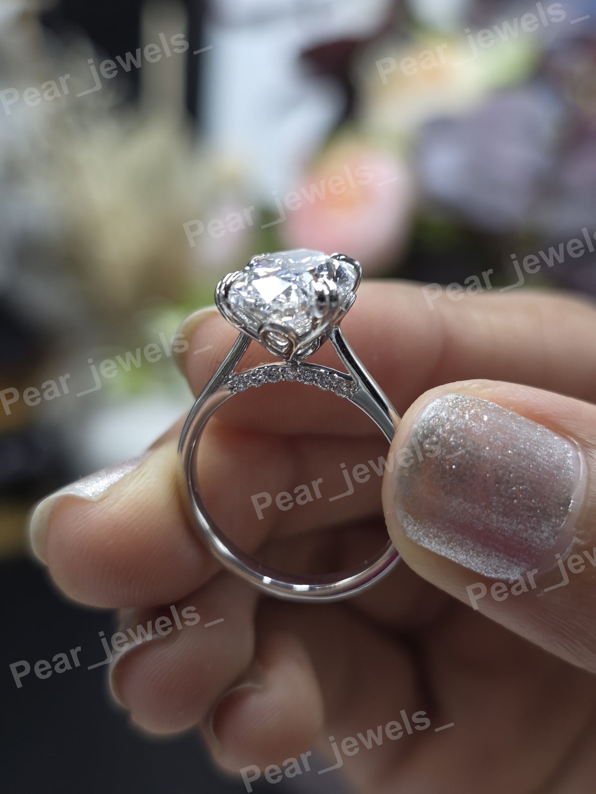 VVS Moissanite Diamond 4.02 Ct Oval 925 Sterling Silver Women Wear Ring