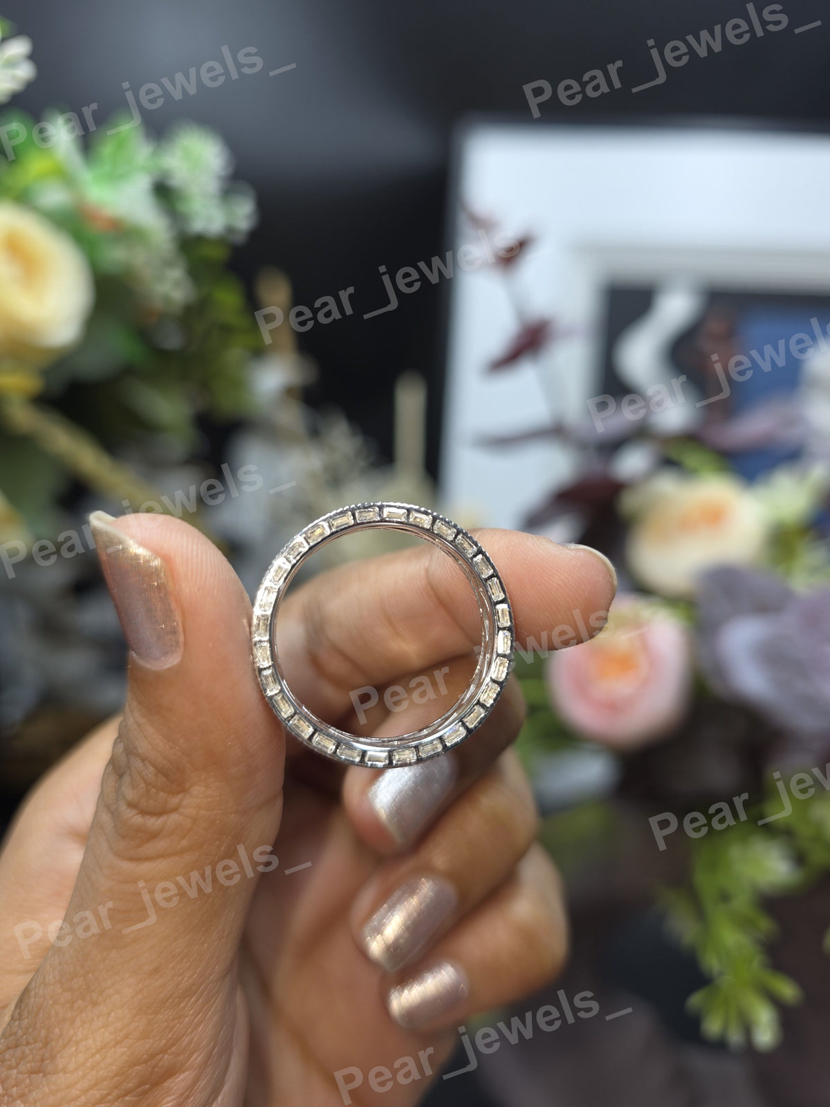 Unique VVS Baguette Cut Moissanite Diamond 925 Sterling Silver Ring For Women