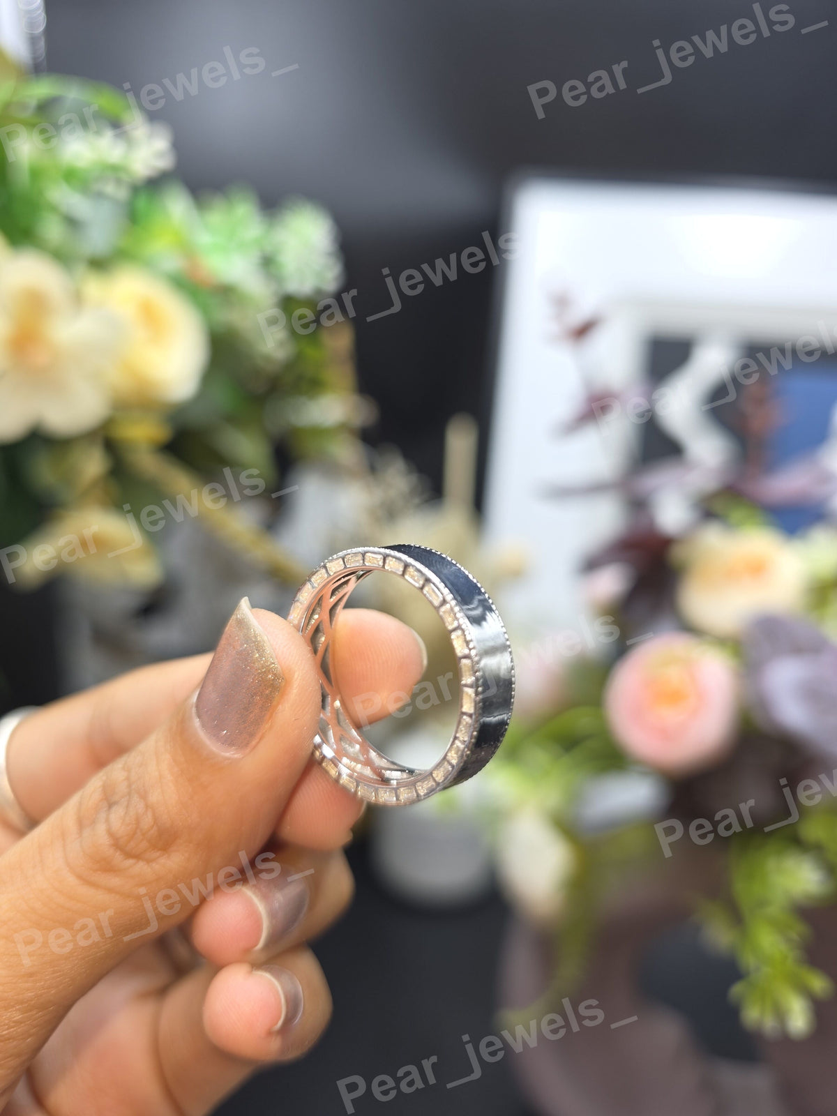 Unique VVS Baguette Cut Moissanite Diamond 925 Sterling Silver Ring For Women