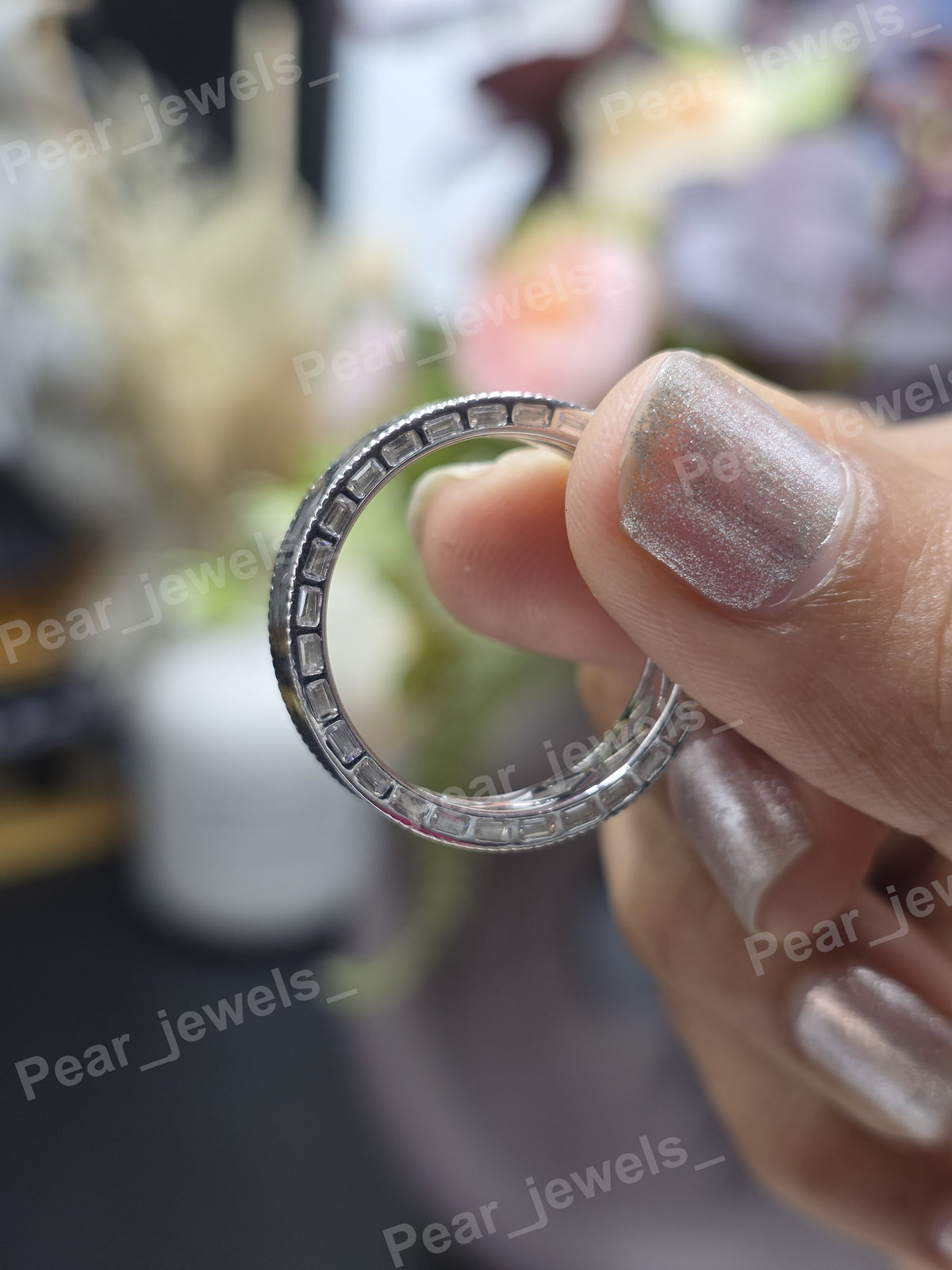 Unique VVS Baguette Cut Moissanite Diamond 925 Sterling Silver Ring For Women