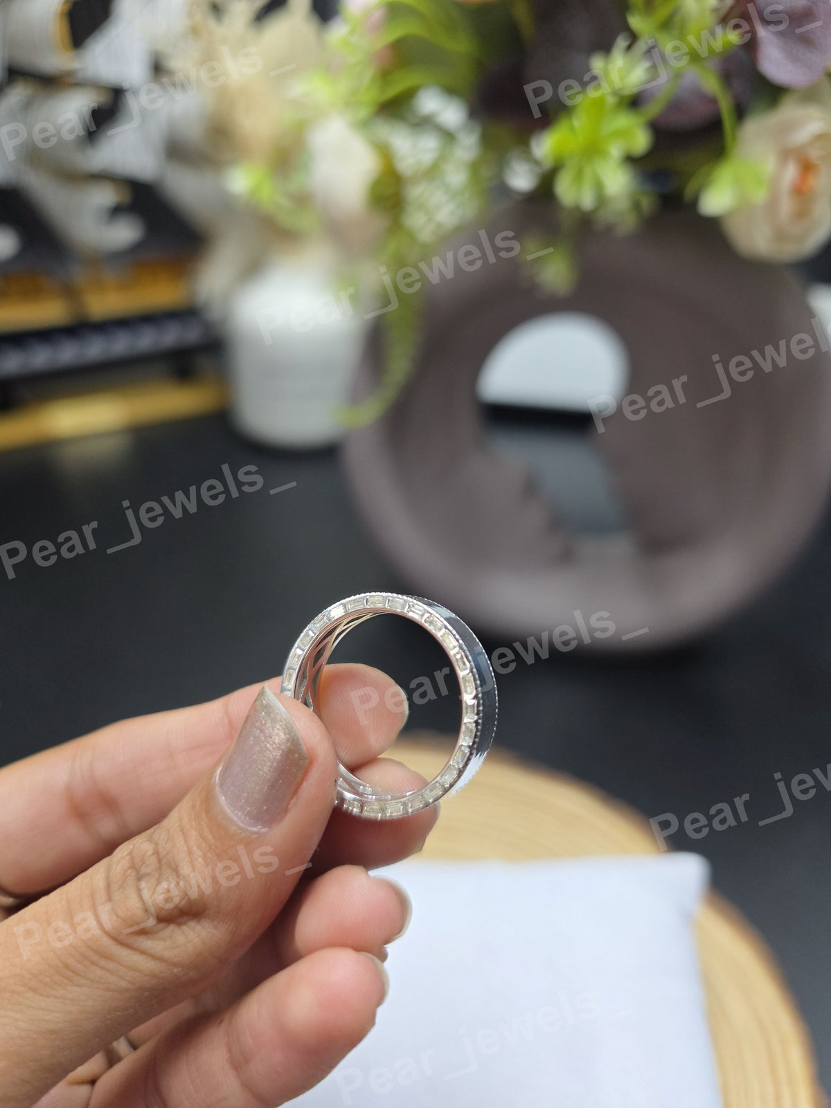 Unique VVS Baguette Cut Moissanite Diamond 925 Sterling Silver Ring For Women