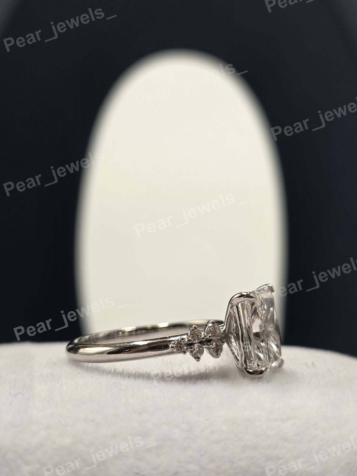 2.47 Ct Radiant Cut VVS Moissanite Diamond 925 Sterling Silver Engagement Ring
